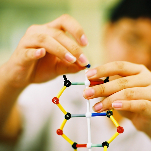 student building molecular structure